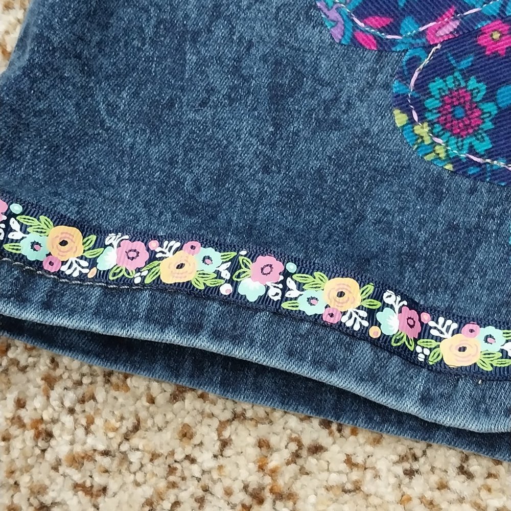 2913 Size 18s Apt. 9 Curvy Bootcut Upcycled Appliqued With Corduroy Flowers - Picture 4 of 9
